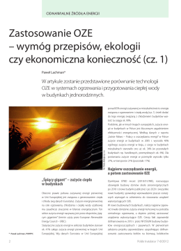 Zastosowanie OZE - Polska Organizacja Rozwoju Technologii