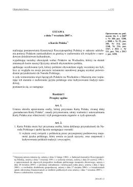 USTAWA z dnia 7 września 2007 r. o Karcie Polaka realizując