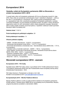 Europoslanci 2014 Slovenskí europoslanci 2014 - zoznam