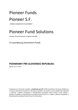 Podmienky pre SR - Pioneer Investments