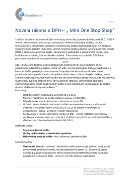 Novela zákona o DPH – „ Mini One Stop Shop“