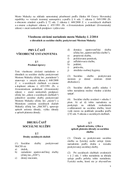 Všeobecne záväzné nariadenie mesta Malacky č. 2/2014