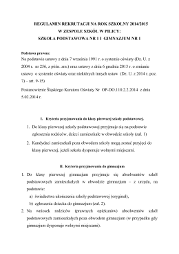 rekrutacja 2014.pdf - Zespół Szkół w Pilicy: SP nr 1 i Gimnazjum nr 1