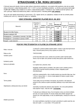 STRAVOVANIE V ŠK. ROKU 2013/2014