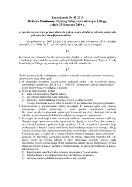 Zarządzenie Nr 43/2010 Rektora Państwowej WyŜszej Szkoły