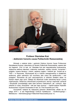 Profesor Stanisław Kuś - doktorem honoris causa Politechniki
