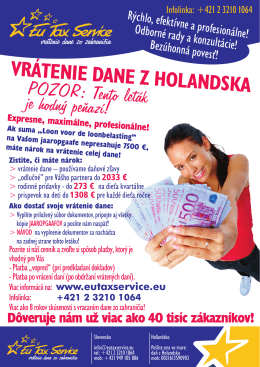 VRÁTENIE DANE Z HOLANDSKA POZOR: Tento leták je hodný