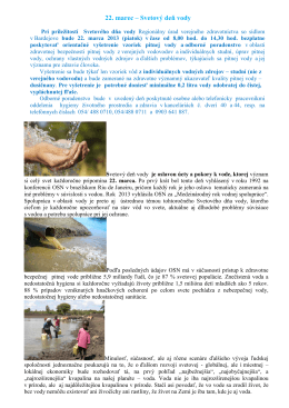22. marec – Svetový deň vody - Regionálny úrad verejného