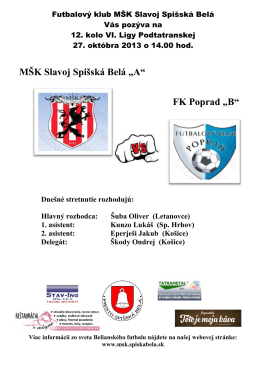 Bulletin MŠK Slavoj Spišská Belá č.3
