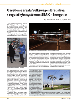 Osvetlenie areálu Volkswagen Bratislava s regulačným systémom
