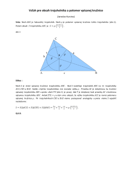 Vzťah pre obsah trojuholníka a polomer vpísanej kružnice