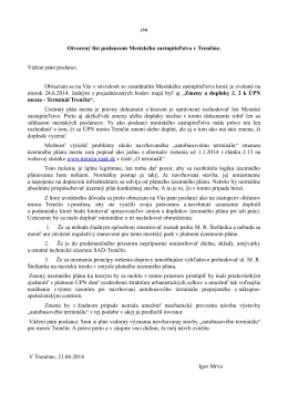 Otvorený list poslancom Mestského zastupiteľstva v - Trenčín-inak