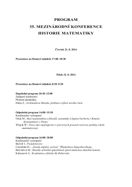 program 35. mezinárodní konference historie matematiky