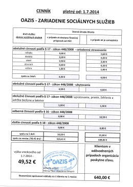 Cenník - oazis.sk