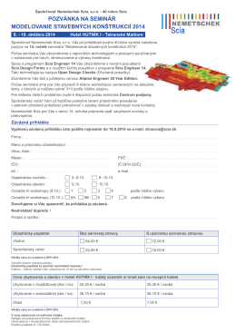 Pozvánka s prihláškou na seminár