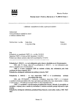 Požiadavky zo zasadnutia VMČ č. 6 zo dňa 9.8.2012