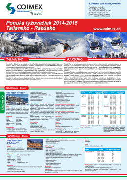 Katalóg lyžovačiek 2014/2015 COIMEX