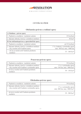 Cenník - Resolution - Mediačné centrum Resolution