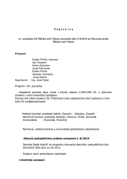 Zápisnica OZ 13.8.2014 - Obec Hlboké nad Váhom