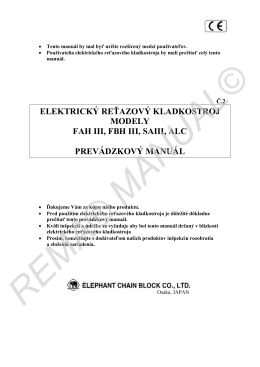 elektrický reťazový kladkostroj modely fah iii, fbh iii, saiii, alc