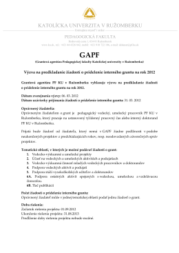 Výzva na podanie žiadosti GAPF 2012