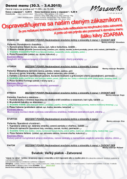 Denné menu (30.3. – 3. 3.4.2015)