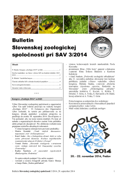 2014/3 - Slovenská zoologická spoločnosť pri SAV