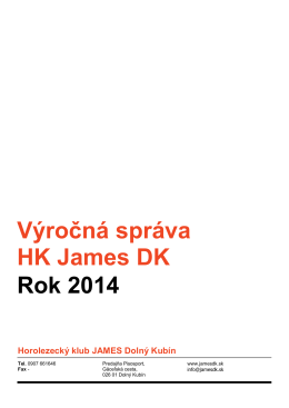 Výročná správa HK James DK Rok 2014