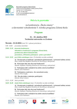 Podrobný program, informácie o workshopoch