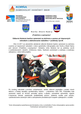 Odborné školenie hasičov zamerané na záchranu a pomoc
