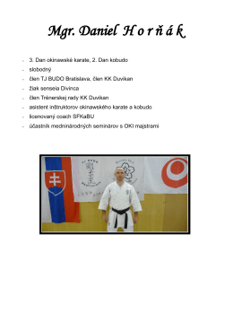Mgr. Daniel Horňák - Karate klub Duvikan