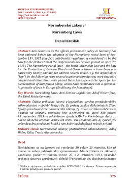 Norimberské zákony - SOCIETAS ET IURISPRUDENTIA