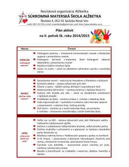 Plán aktivít na II. polrok školského roka 2014/2015