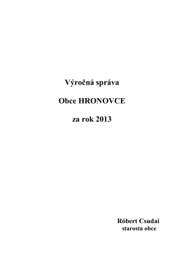Výročná správa Obce HRONOVCE za rok 2013