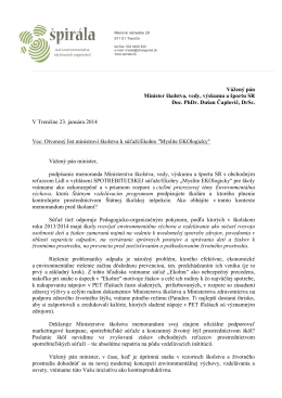 Otvorený list ministrovi školstva k súťaži "EKOHRA"