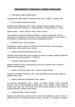 Prevádzkový poriadok kúpalisko Košeca 2013