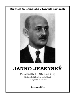 Janko Jesenský (1874-1945), 2014