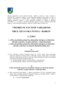 VZN č. 2-2013 o čiastočnej úhrade v MŠ, ŠJ, ŠKD