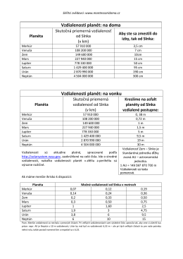 Vzdialenosti planét: na doma Vzdialenosti planét