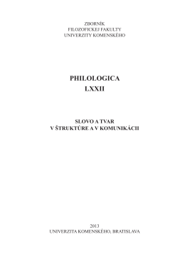 philologica lxxii slovo a tvar v štruktúre av komunikácii