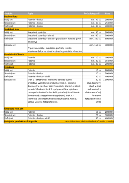 Produkt Popis Počet fotografií Cena Rodinné foto Malý