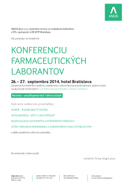 KONFERENCIU FARMACEUTICKÝCH LABORANTOV