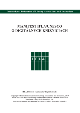 Manifest IFLA/UNESCO o digitálnych knižniciach