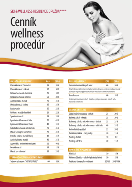 Cenník wellness procedúr