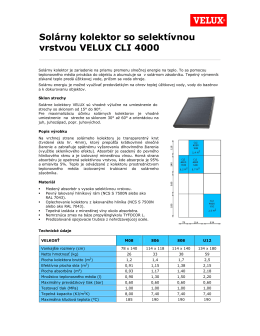 Solárny kolektor so selektívnou vrstvou VELUX CLI 4000
