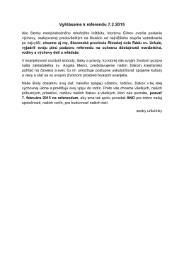 Vyhlásenie k referendu 7.2.2015