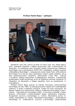 Profesor Martin Bajus – jubilujúci Začiatkom roka (30.1