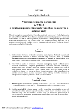 Návrh VZN 9_2012 o používaní pyrotechnických výrobkov na
