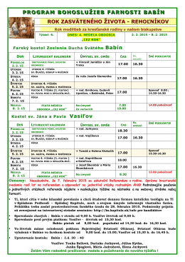 PROGRAM BOHOSLUŽIEB FARNOSTI KRUŠETNICA