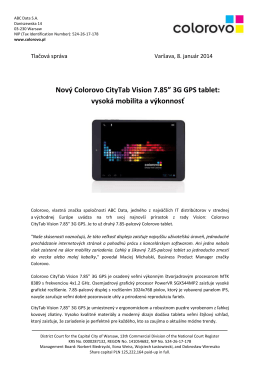 Nový Colorovo CityTab Vision 7.85” 3G GPS tablet